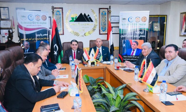 المهندس هيثم حسين خلال استقباله وزير العمل الليبى ..جاهزون ببرامج تدريبية متقدمة بفرق عمل ومدربين كفاءة 1 اجتماعات المهندس هيثم حسين مع الوفدالليبي